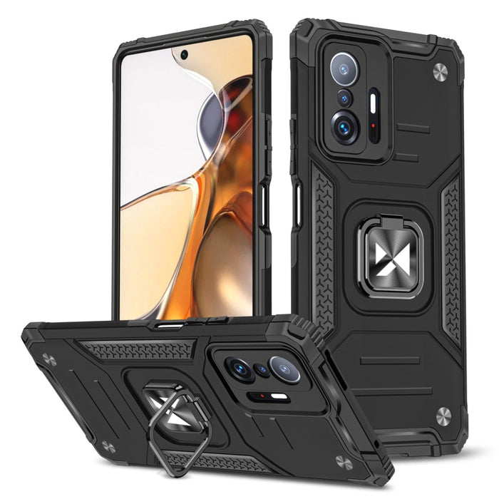 Хибриден кейс Wozinsky Ring Armor с магнитен държач за Xiaomi Mi 11T Pro / Mi 11T, Черен