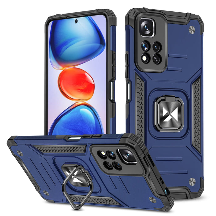 Хибриден кейс Wozinsky Ring Armor с магнитен държач за Xiaomi Redmi Note 11 Pro 5G (China) / Redmi Note 11 Pro + 5G (China) / Mi 11i (India) / Mi 11i HyperCharge / Poco X4 NFC 5G, Син