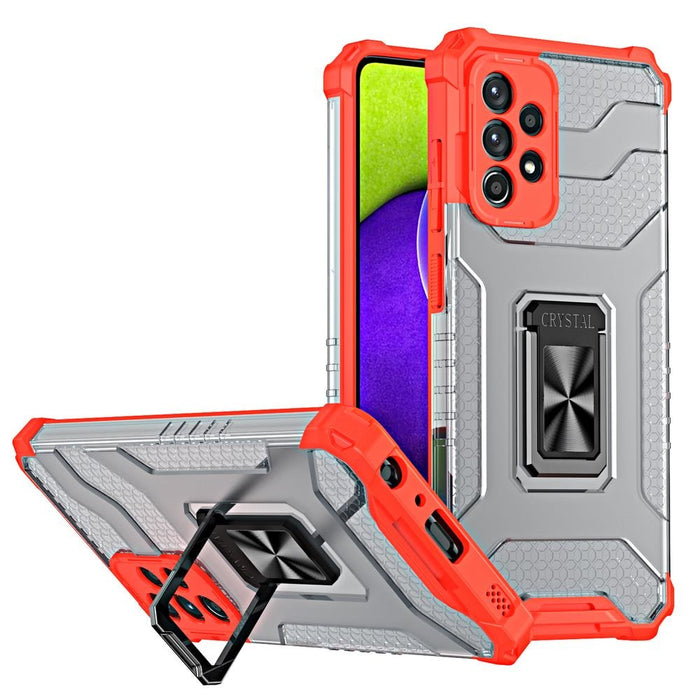 Crystal Ring Case здрав хибриден кейс + Магнитен държач за Samsung Galaxy A13 5G, червен