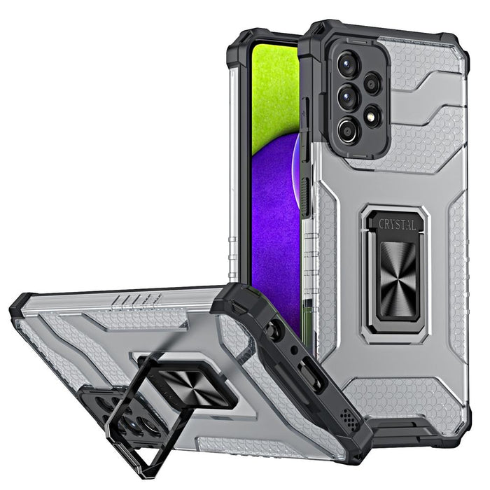 Crystal Ring Case tough hybrid cover + Магнитен държач за Samsung Galaxy A13 5G, черен