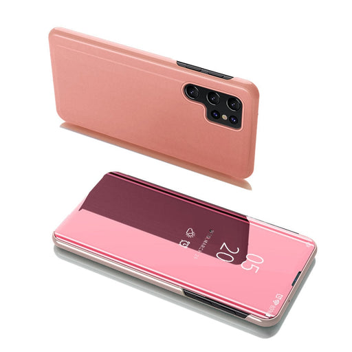 Флип - кейс Clear View за Samsung Galaxy S22 Ultra Розов