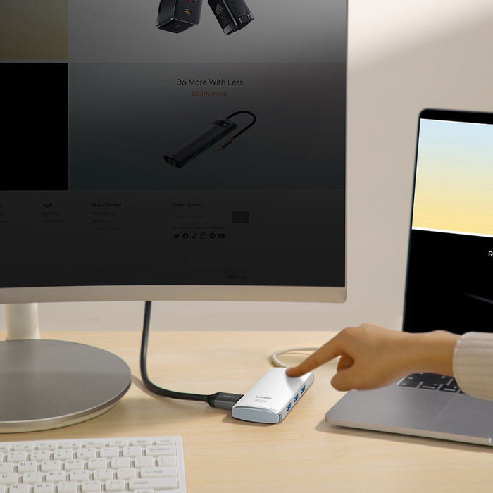 Хъб Baseus Lite Series USB Type C - HDMI / 4x 3.0 20cm Бял