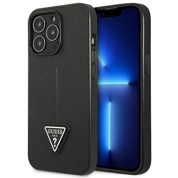 Гръб Guess PU Saffiano Triangle за iPhone 13 Pro Черен
