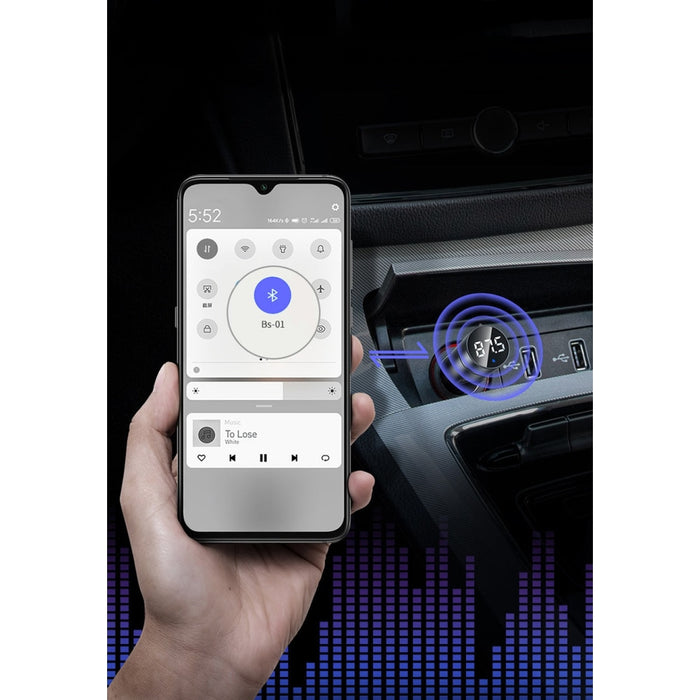 Bluetooth 5.0 FM трансмитер Baseus Energy Column 2x USB 3.1A