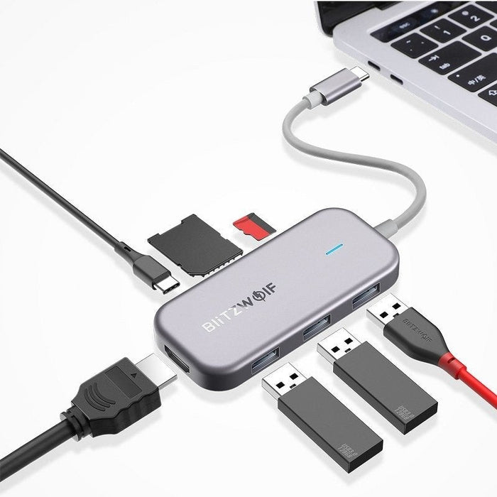 Blitzwolf 7в1 Хъб адаптер от USB - C към