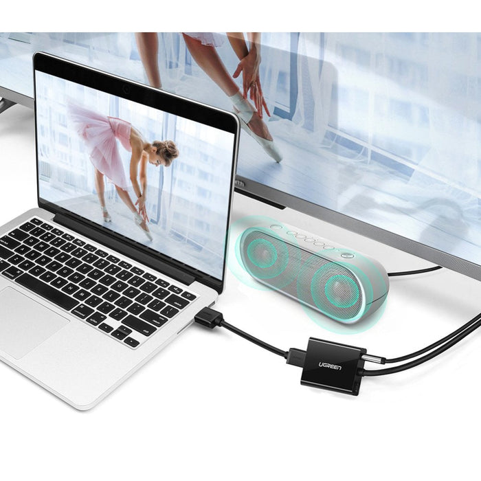 Кабел UGREEN CM269 VGA + 3,5 мм жак към HDMI еднопосочен 30