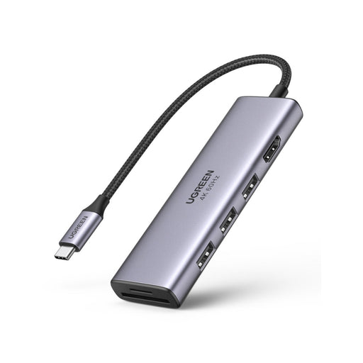 Хъб 5в1 USB-C към 3хUSB3.0+HDMI+TF/SD UGREEN