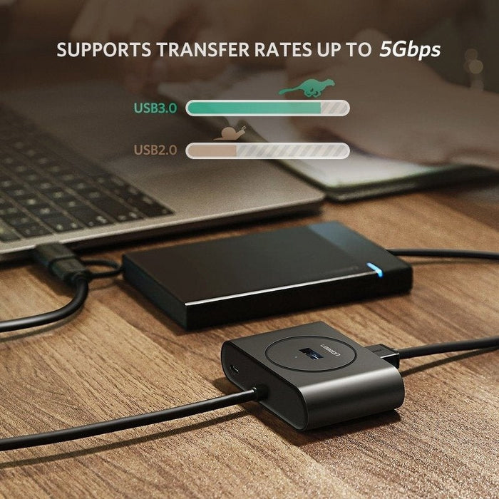 Хъб адаптер 4в1 UGREEN USB 3.0+USB-C 3.1