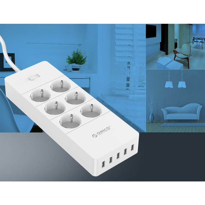 Смарт разклонител ORICO 6хAC изхода + 5хUSB Smart Surge