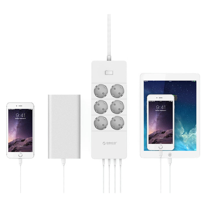 Смарт разклонител ORICO 6хAC изхода + 5хUSB Smart Surge