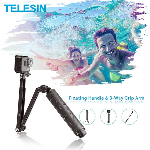 TELESIN Тристепенен водоустойчив селфи стик за GoPro Hero 