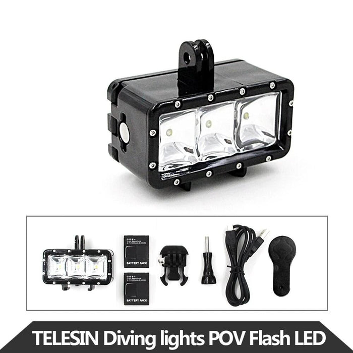 TELESIN Водоустойчив LED прожектор за гмуркане за екшън