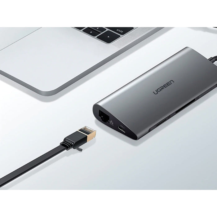 UGREEN Хъб адаптер 8-в-1 от USB-C към HDMI 4K 3x USB 3.0