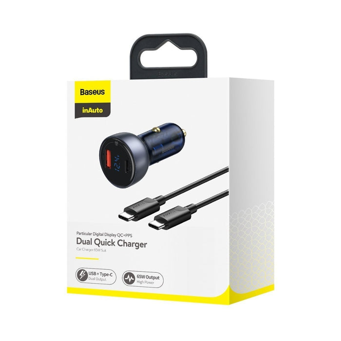 Зарядно устройство за кола с дигитален дисплей Baseus USB +