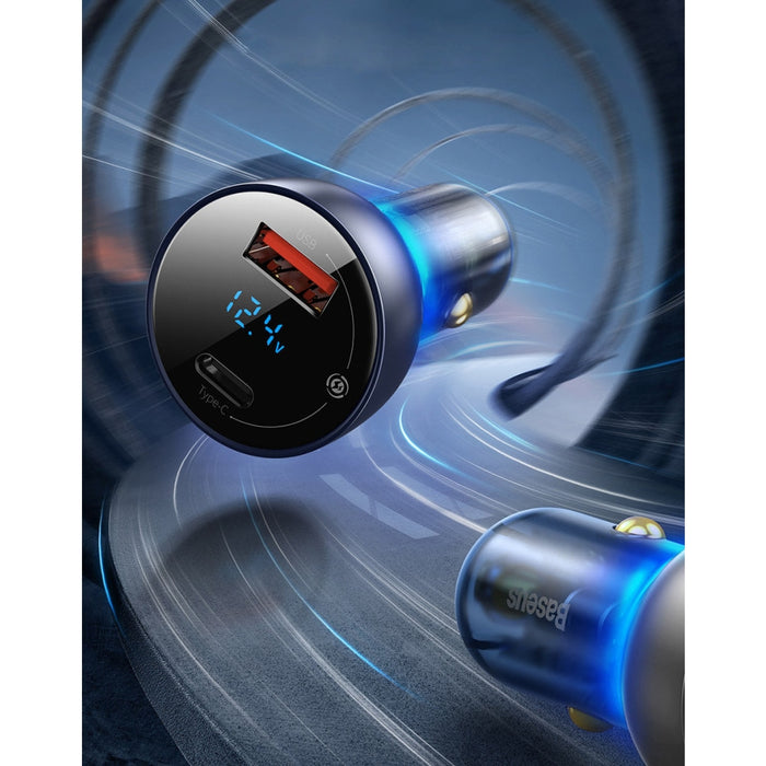 Зарядно за кола със специфичен цифров дисплей Baseus USB +