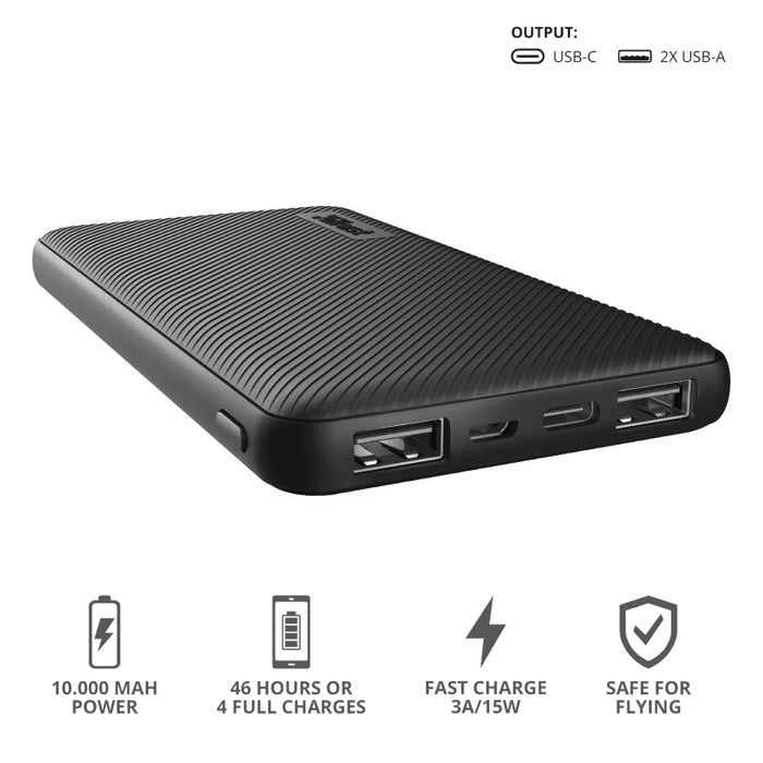 Външна батерия TRUST Primo Fast Ultra-thin Powerbank 10000