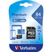 Памет Verbatim micro SDXC 64GB Class 10 (Incl. Adaptor)