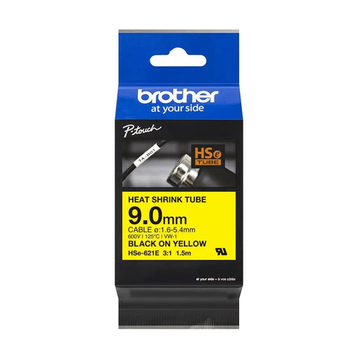 Консуматив Brother HSe-621E 9mm Black on Yellow Heat Shrink