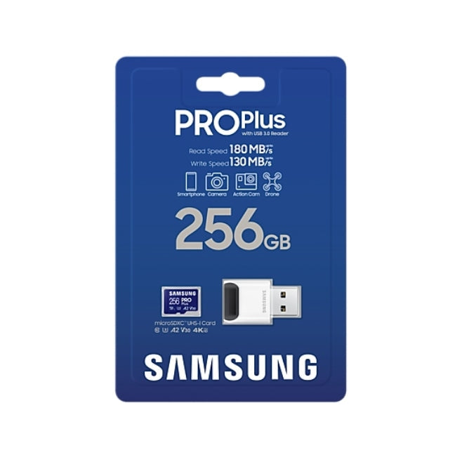 Памет Samsung 256GB micro SD Card PRO Plus with USB Reader