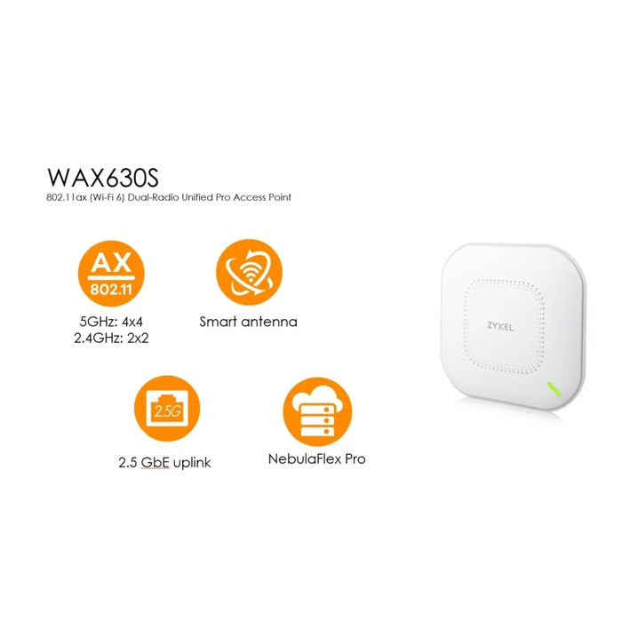 Аксес-пойнт ZyXEL WAX630S Single Pack 802.11ax 4x4 Smart