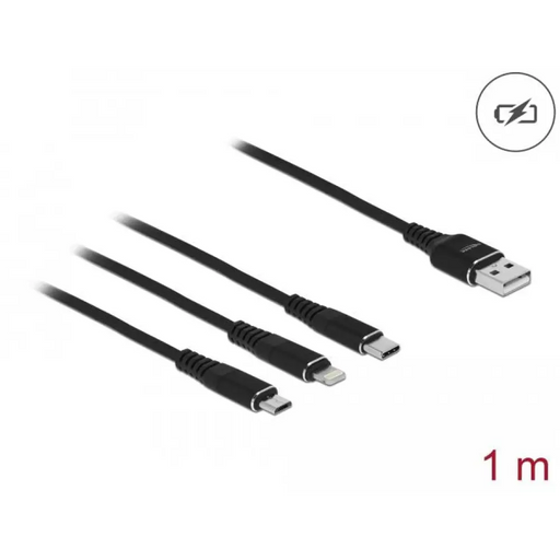 Кабел за зареждане Delock 3 в 1 USB - Lightning Micro USB-