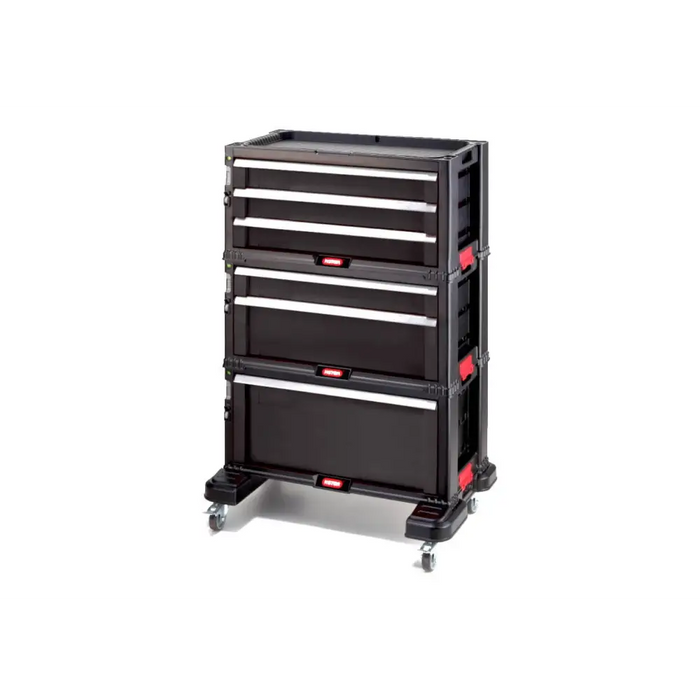 Keter Стойка за инструменти на колелца 6 чекмеджета Черна