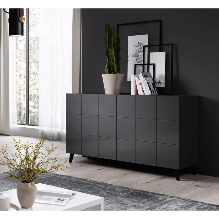 Бюфет Cama 2D REJA графитено сиво гланц/графитено сиво гланц