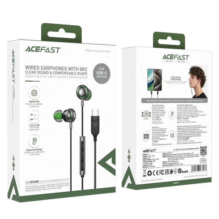 Acefast L5 кабелни слушалки за поставяне в ушите USB-C 1,2