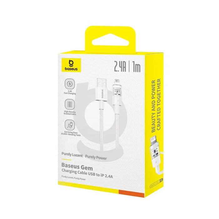 Кабел за бързо зареждане Baseus Gem USB to IP 2.4A 1 m Бял