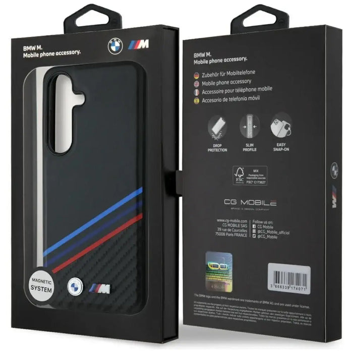 Кожен калъф MagSafe с трицветни ивици BMW за Samsung Galaxy