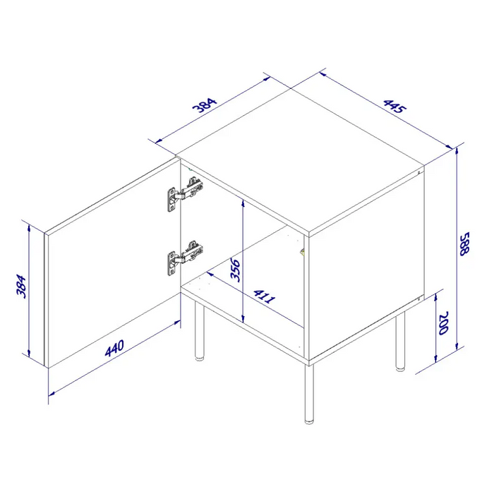 Нощно шкафче 2 бр. PALAZZO 44.5x40x59 черен + дъб крафт