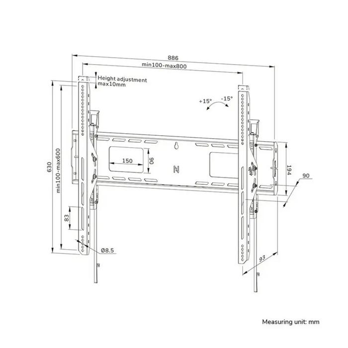 Стойка за стена Neomounts Level-750 (XL 100 kg с възможност