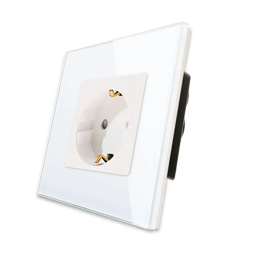 КОНТАКТ С ДЕТСКА ЗАЩИТА И РАМКА СТЪКЛО БЯЛ LUXON