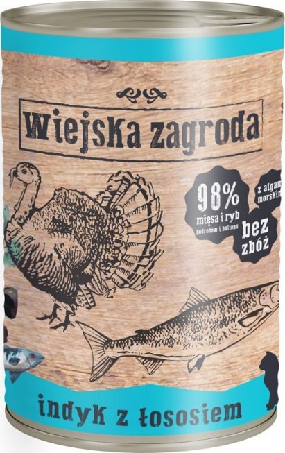 Wiejska Zagroda Пуешко с сьомга мокра храна за котки 400g