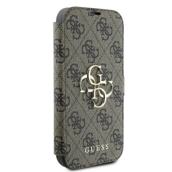 Калъф Guess 4G с метално лого за iPhone 16 Pro - кафяв