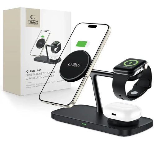 Безжично зарядно устройство Tech-Protect QI15W-A45 3 в 1