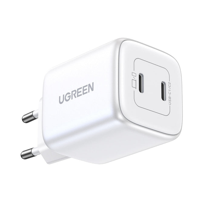 Адаптер Ugreen CD294 GaN 2x USB-C 45W QC PD бял