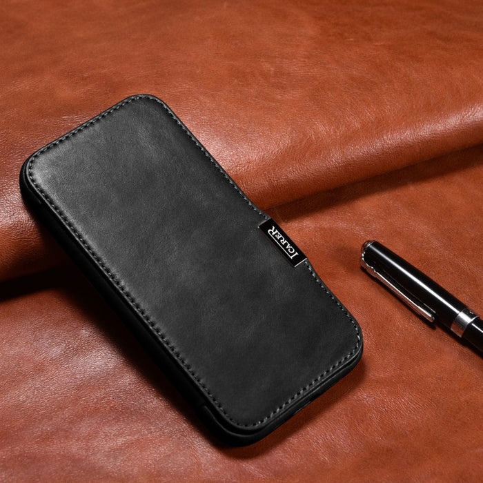 Калъф iCarer Curved Edge Oil Wax Real Leather за iPhone 15