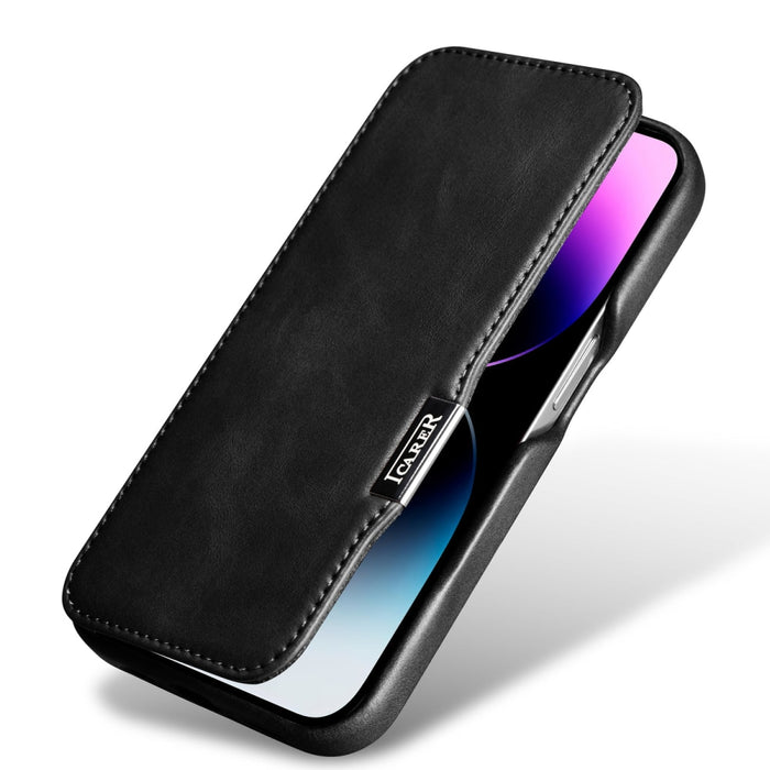 Калъф iCarer Curved Edge Oil Wax Real Leather за iPhone 15