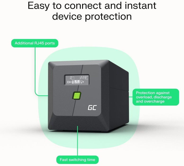 Green Cell UPSLP700 непрекъсваемо захранване (UPS) Line-Interactive 1 kVA 700 W 4 AC изход(а)