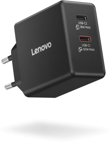 LENOVO Двоен USB-C 65W GaN Зарядно устройство Черен EU
