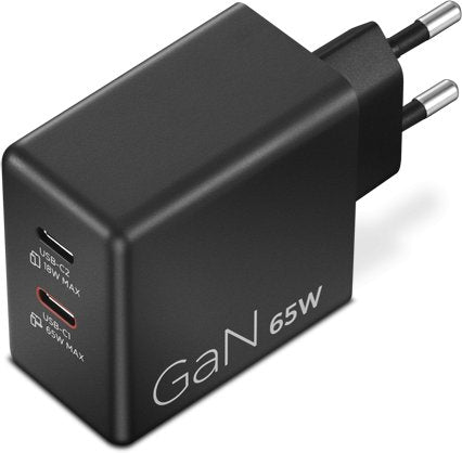 LENOVO Двоен USB-C 65W GaN Зарядно устройство Черен EU