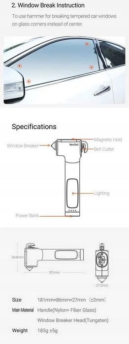 Многофункционален спасителен инструмент 4w1 NexTool Hammer Rescue NE0140