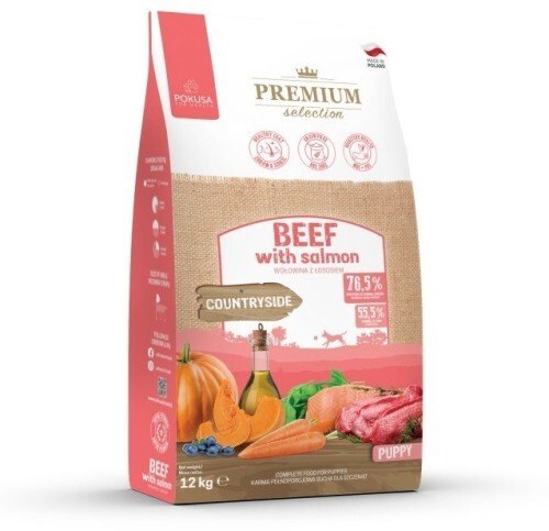 POKUSA Premium Selection Puppy Beef със сьомга - суха храна за кучета - 12 кг