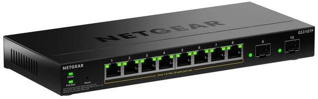 Комутатор Netgear GS310TP-200EUS 10p PoE 55W (PoE+: 8p) Управляем гигабитов комутатор