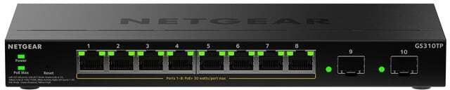 Комутатор Netgear GS310TP-200EUS 10p PoE 55W (PoE+: 8p) Управляем гигабитов комутатор