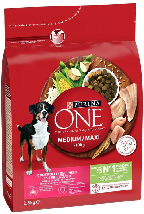 PURINA ONE MED/MAX Храна за възрастни с пуйка и ориз 2,5 кг