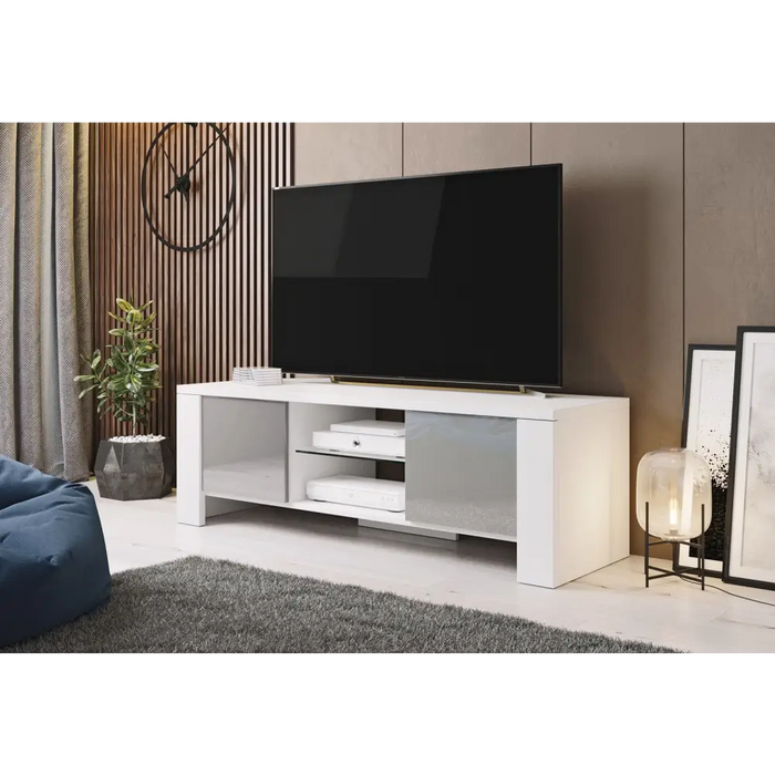 Поставка за телевизор Cama WEST 42/130/42 бяло/сив гланц
