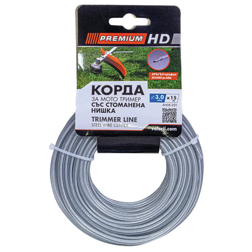 КОРДА ЗА ТРИМЕР КРЪГЛА СЪС СТОМАНЕНА НИШКА PREMIUM-HD 3
