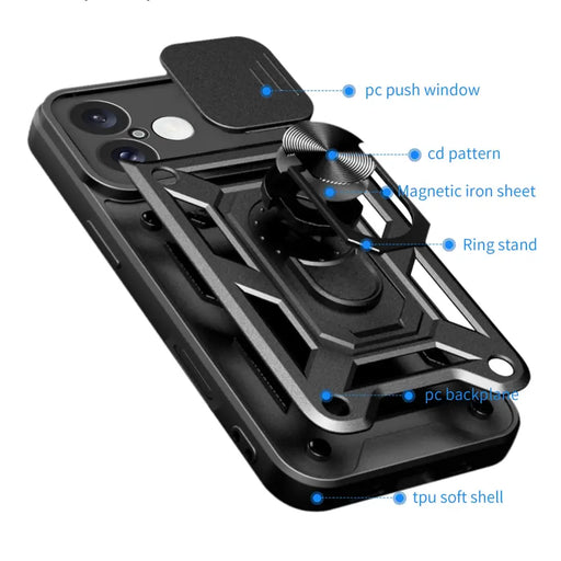 Брониран калъф Hybrid Armor Camshield iPhone 16 с капак